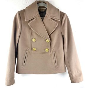 J.Crew Melton Wool Popover Peacoat in Saddle Nello Gori Pullover Jacket 00 Pocke